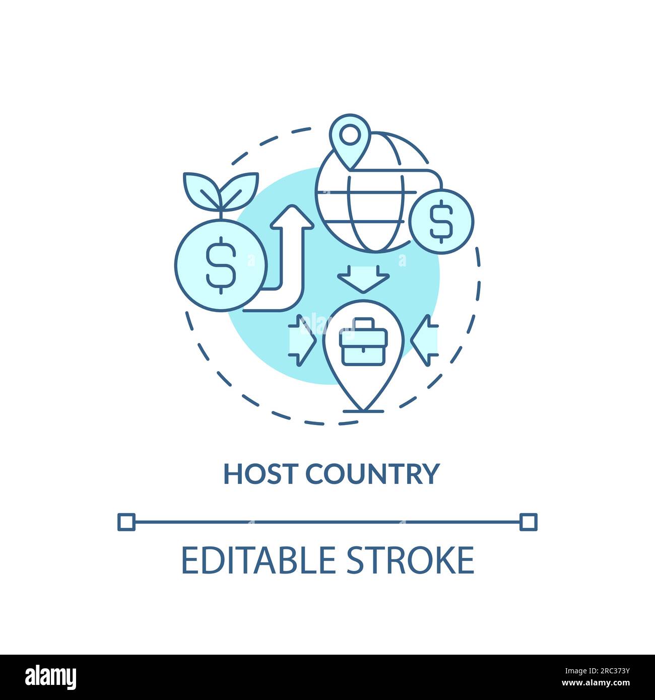 Customizable host country linear icon FDI concept Stock Vector