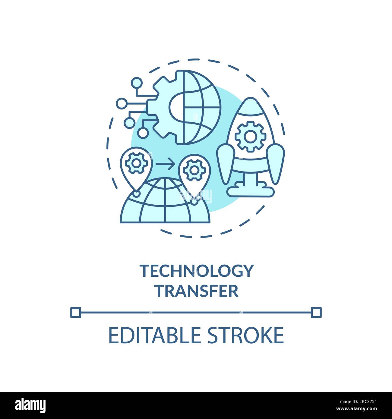 Customizable technology transfer linear icon FDI concept Stock Vector