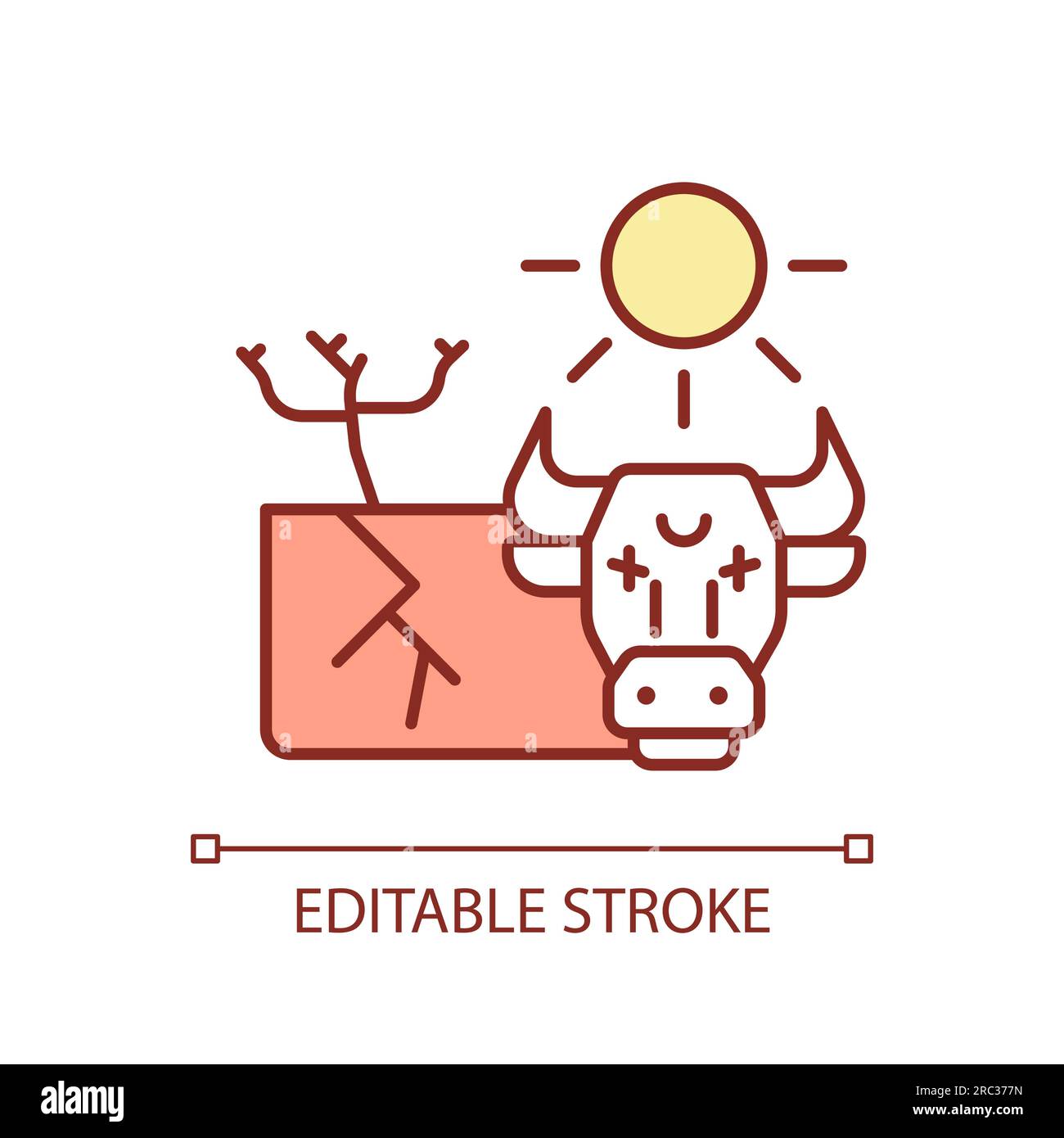 Customizable thin line cow icon heatflation concept Stock Vector