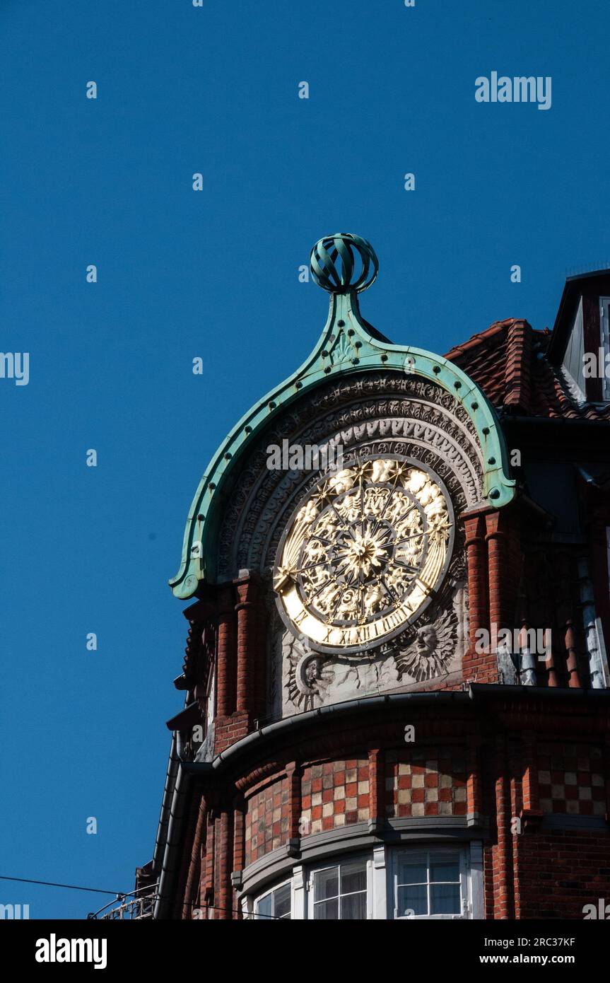 Around Copenhagen -Signs of the Zodiac on Clock face Stock Photo