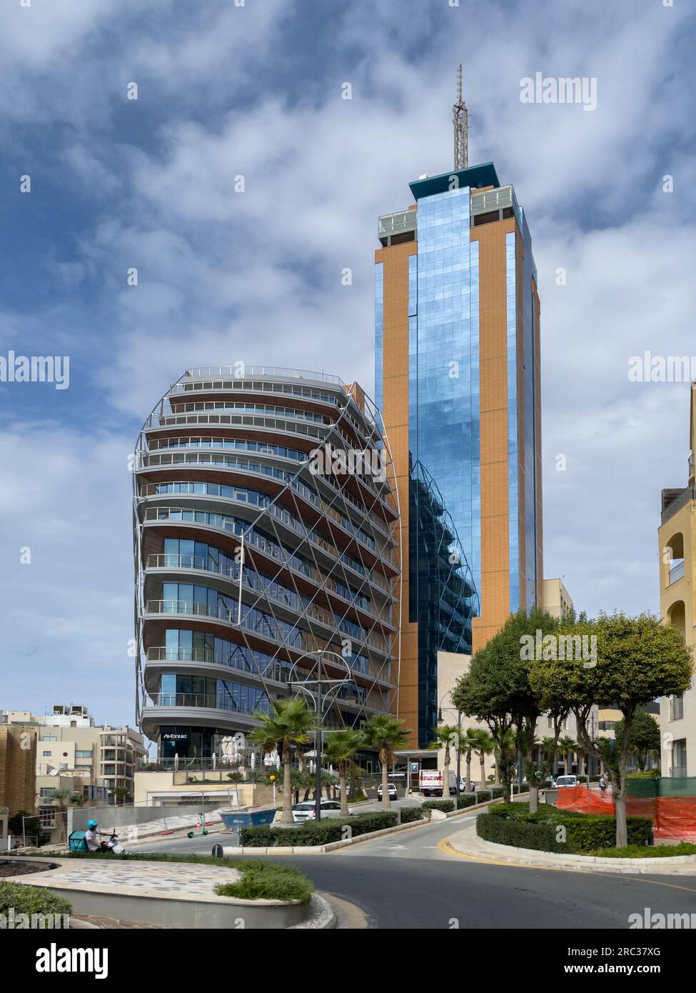San Giljan (Saint Julian's), Malta  - September 26th 2022: The Tipico Tower and Portomaso Business Tower. Stock Photo