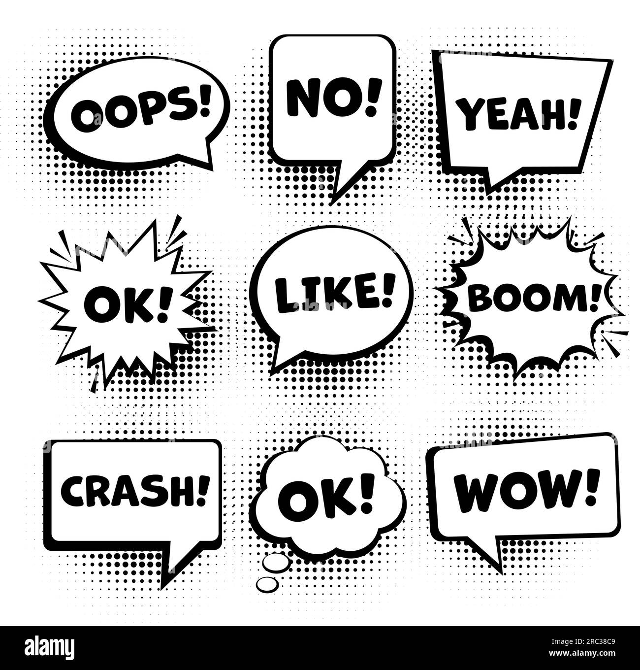 Retro Comic Speech Bubbles Set Empty Comic Speech Bubbles Set 9 In 1 Vector Icon Stock Vector 