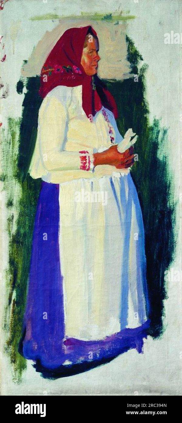 Etude of peasant for unpreserved picture From Church 1905 by Boris Kustodiev Stock Photo