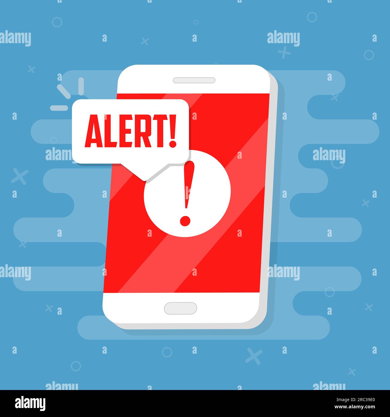 Alert notification on the smartphone screen. Flat vector Stock Vector
