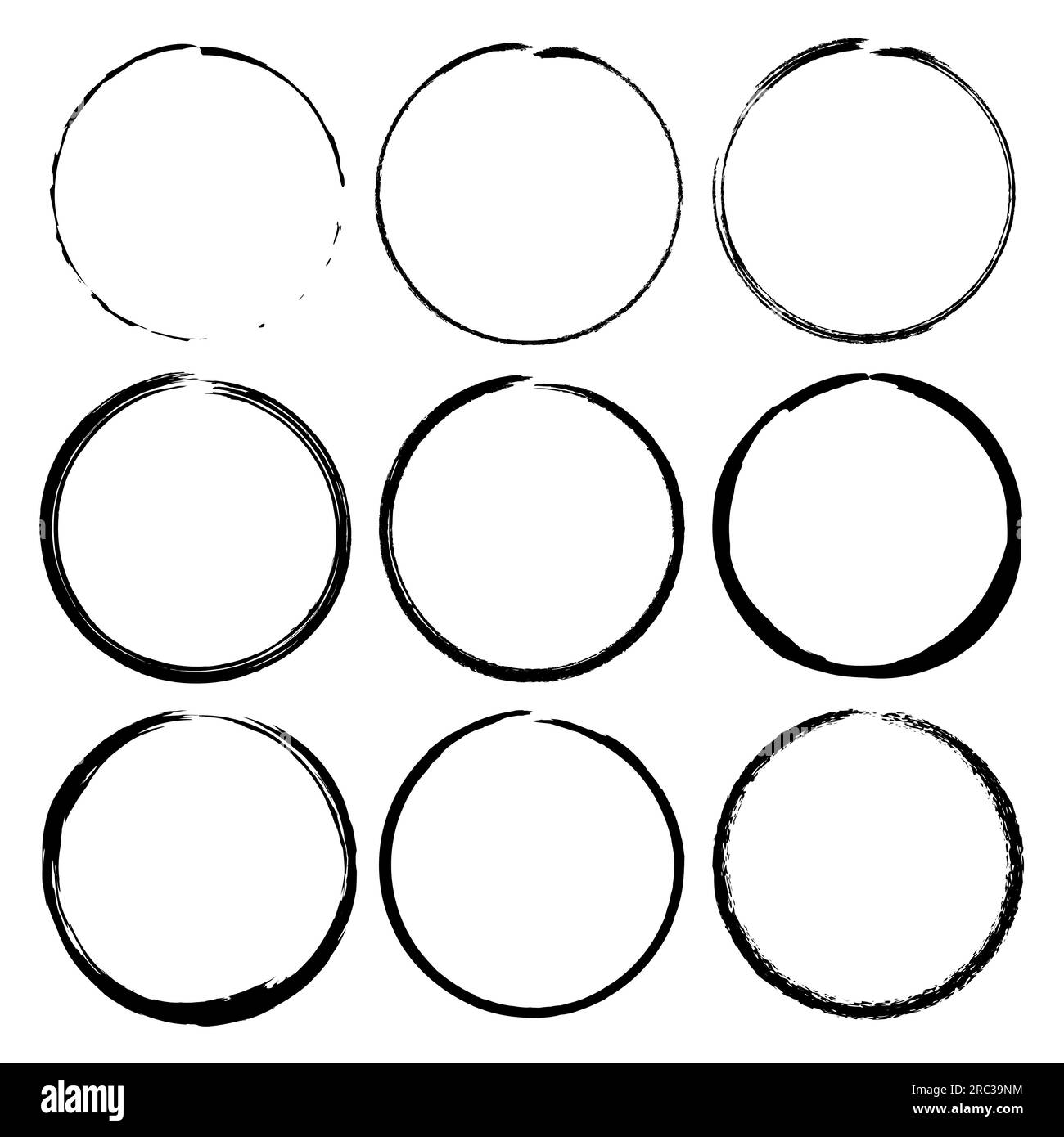 Grunge circle brush ink frames set. Vector set Stock Vector Image & Art