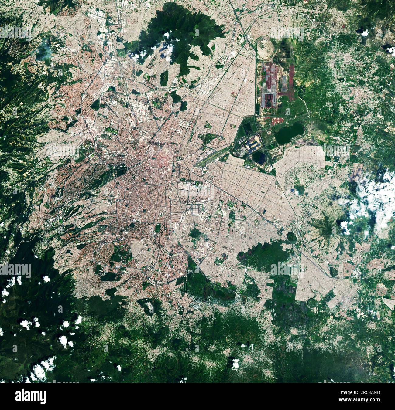 Valley of Mexico City showing remnants of Lake Xochimilco and canals
