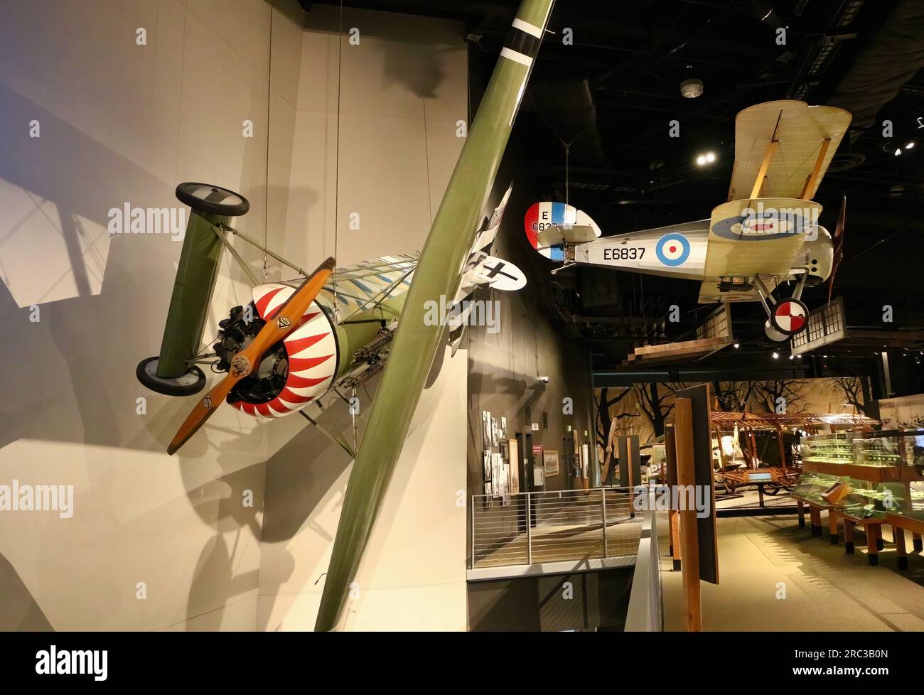 German WW1 fighter plane Fokker D.VIII Reproduction parasol-monoplane on display at The Museum of Flight Seattle Washington State USA Stock Photo