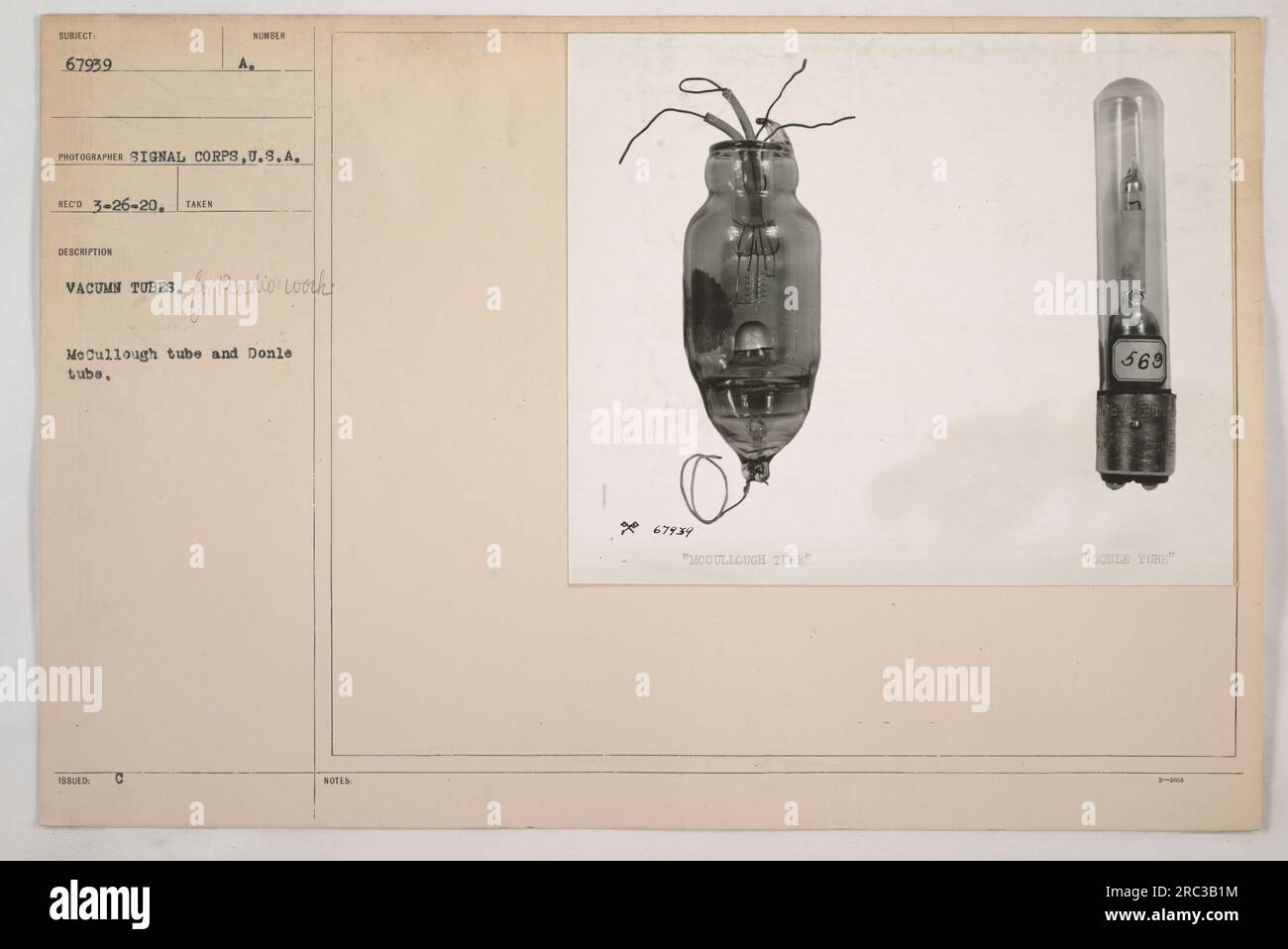 Caption Two vacuum tubes used for radio work during World War I. The