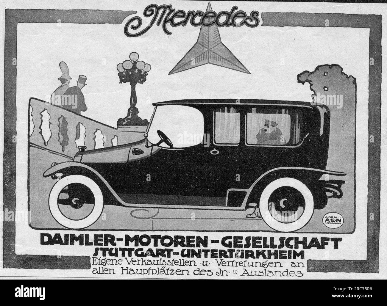 advertising, Mercedes 14 / 30 horsepower, Daimler-Motoren-Gesellschaft, Stuttgart-Untertuerkheim, ADDITIONAL-RIGHTS-CLEARANCE-INFO-NOT-AVAILABLE Stock Photo