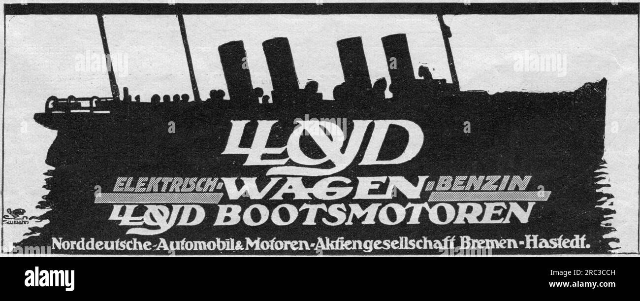 advertising, Lloyd electrical and petrol carriage engines, boat engines, ADDITIONAL-RIGHTS-CLEARANCE-INFO-NOT-AVAILABLE Stock Photo