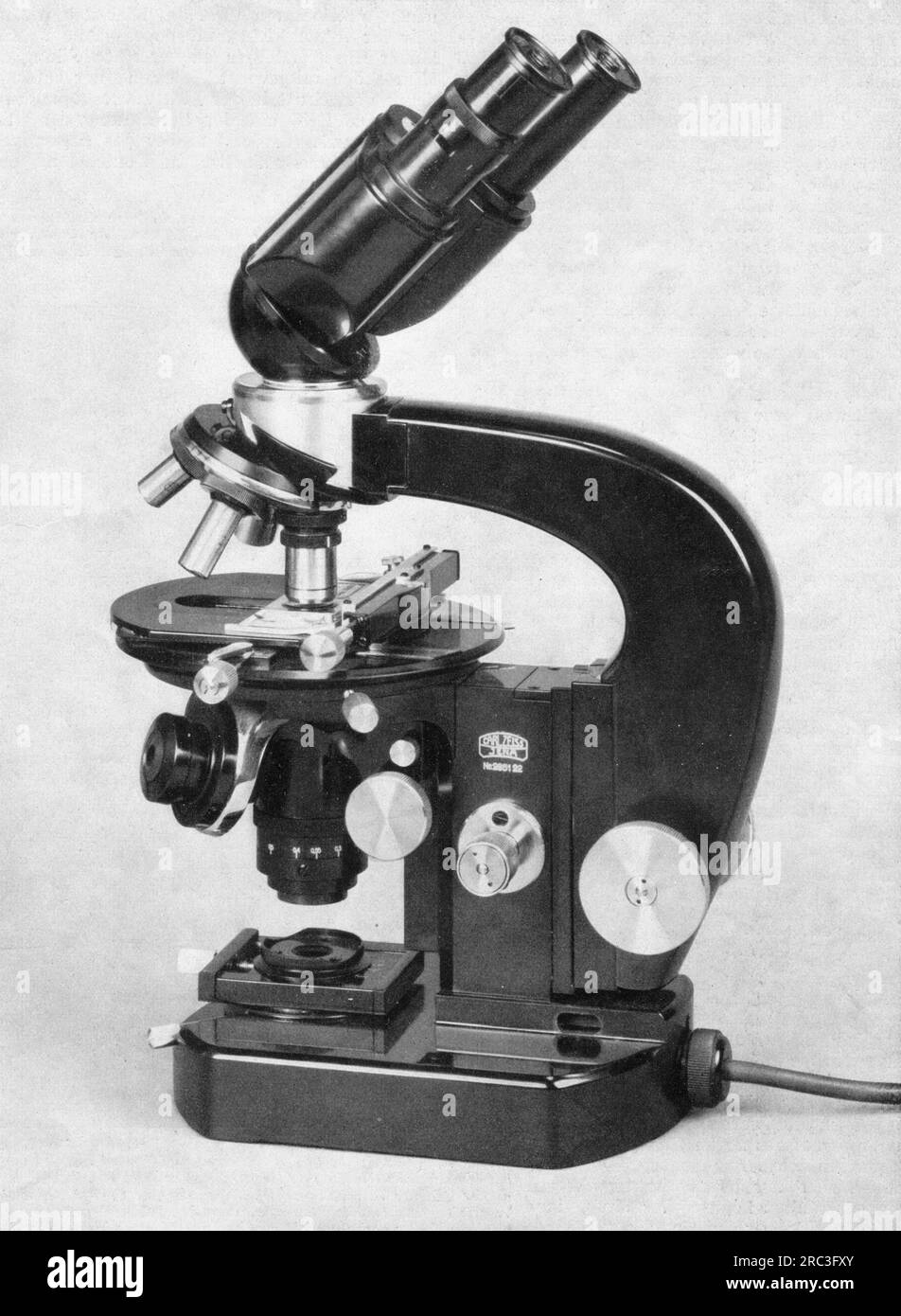 technics, microscope, biocular research microscope Lumipan, with source of light integrated in the base, Carl Zeiss, Jena, 1939, EDITORIAL-USE-ONLY Stock Photo