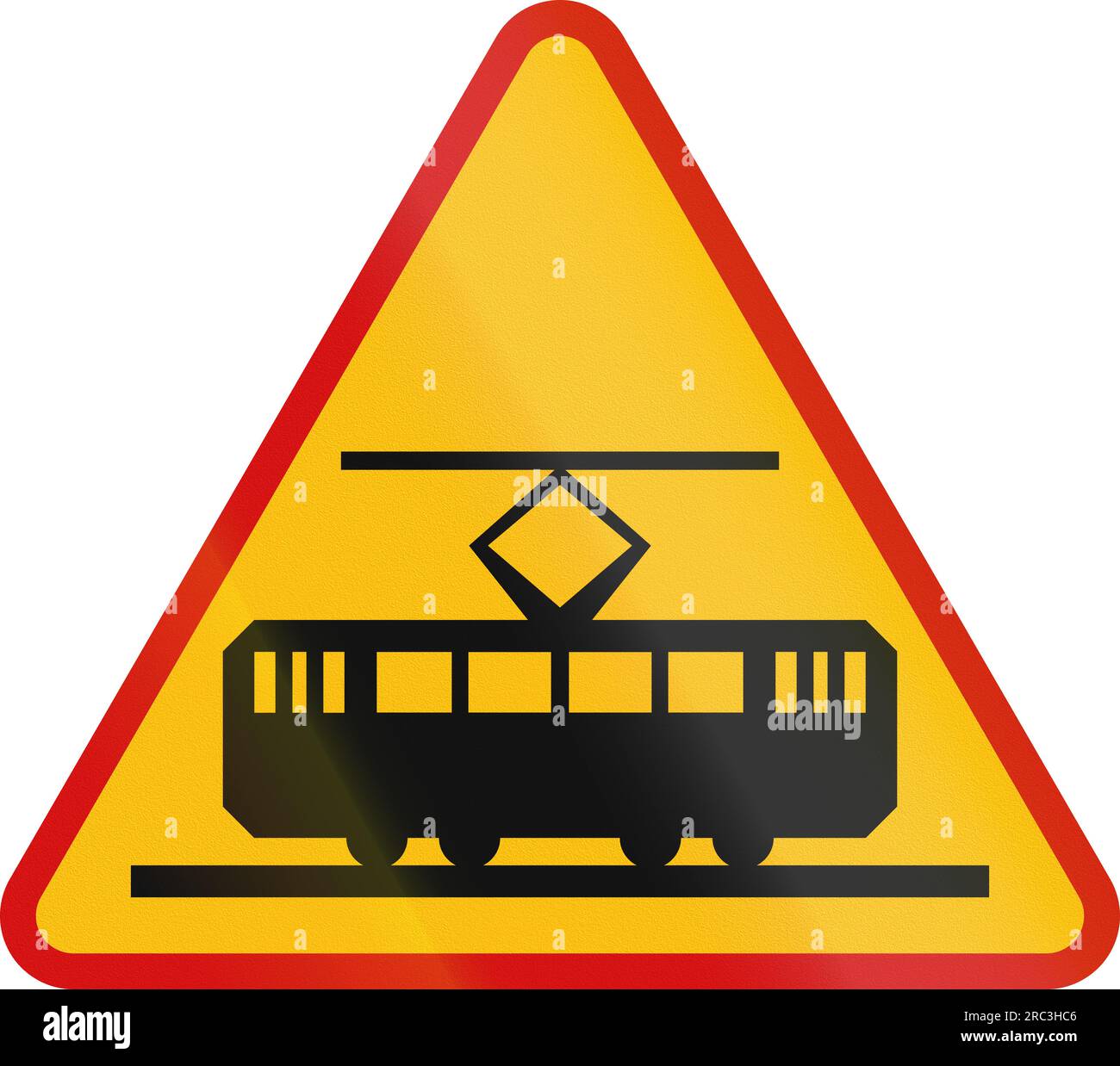 Polish warning sign: Cable cars Stock Photo - Alamy