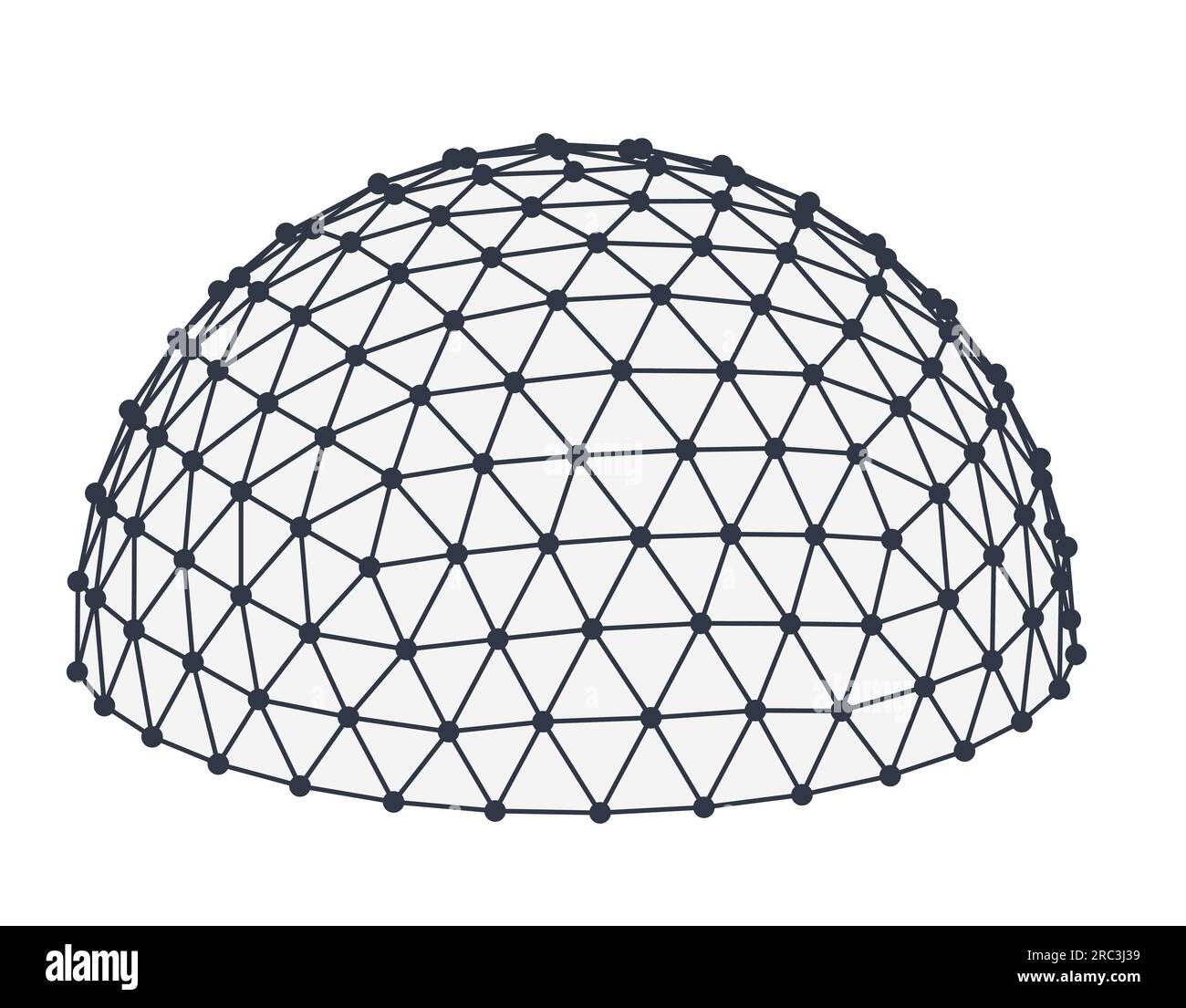 Wireframe hemisphere globe isolated on white background. 3d cell