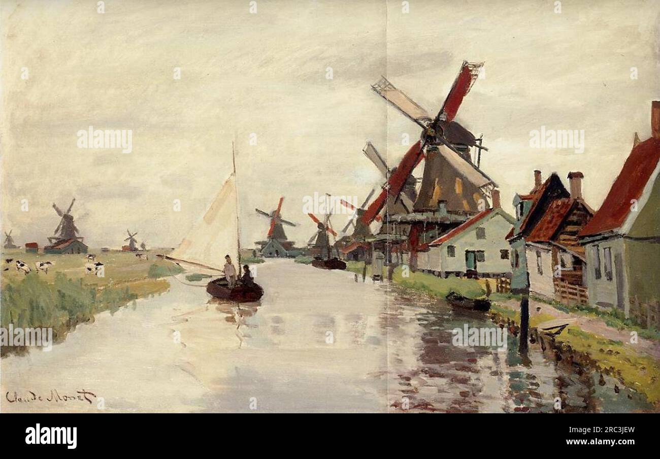 Windmills in Holland 1871 by Claude Monet Stock Photo - Alamy
