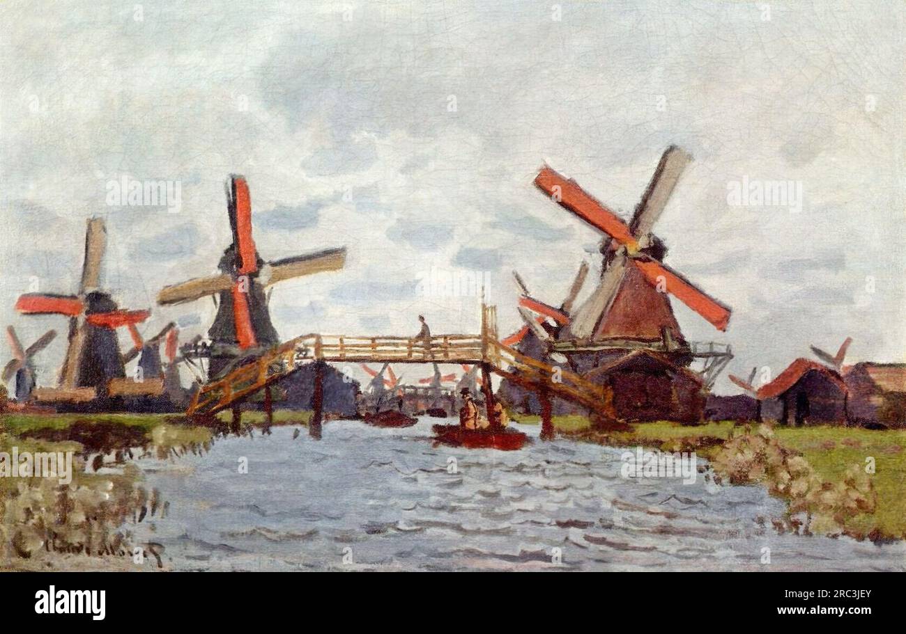 Windmills near Zaandam 1871 by Claude Monet Stock Photo - Alamy
