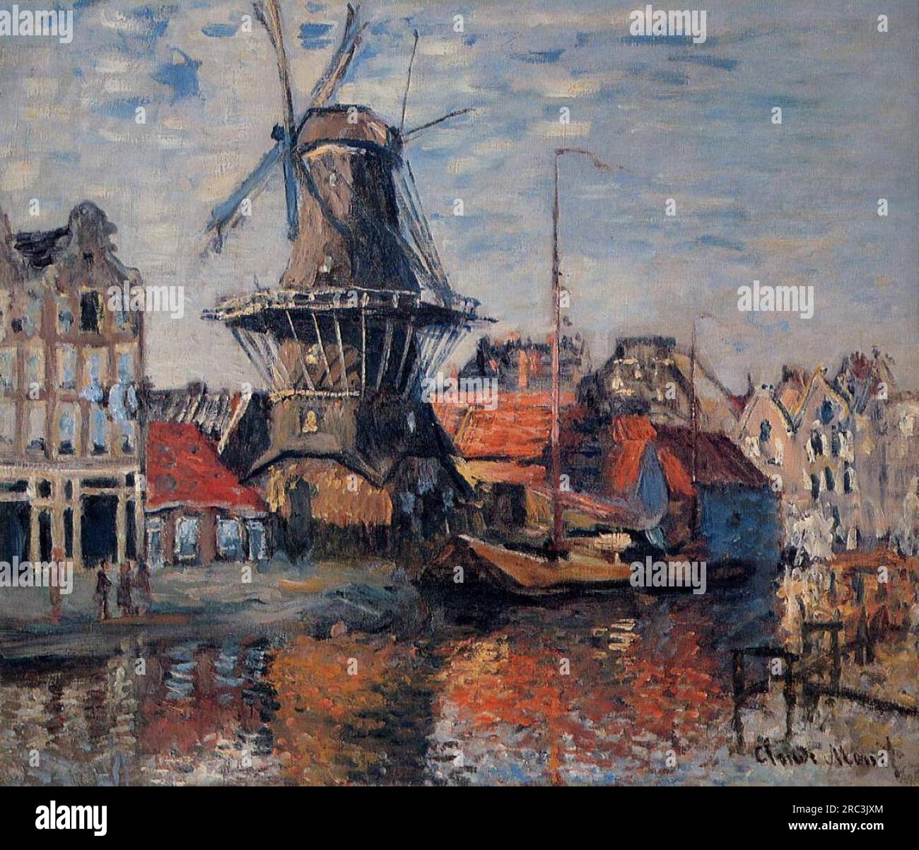 Windmill on the Onbekende Canal, Amsterdam 1874 by Claude Monet Stock ...
