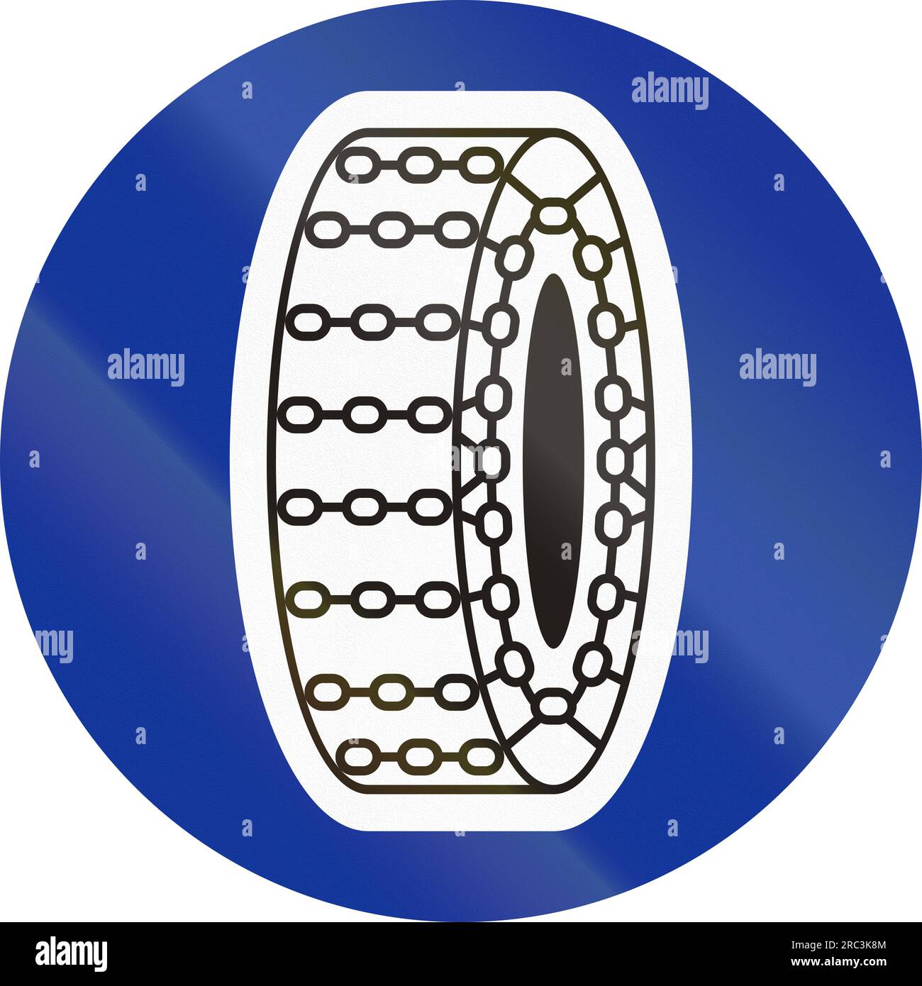 Polish traffic sign indicating that snow chains are required Stock