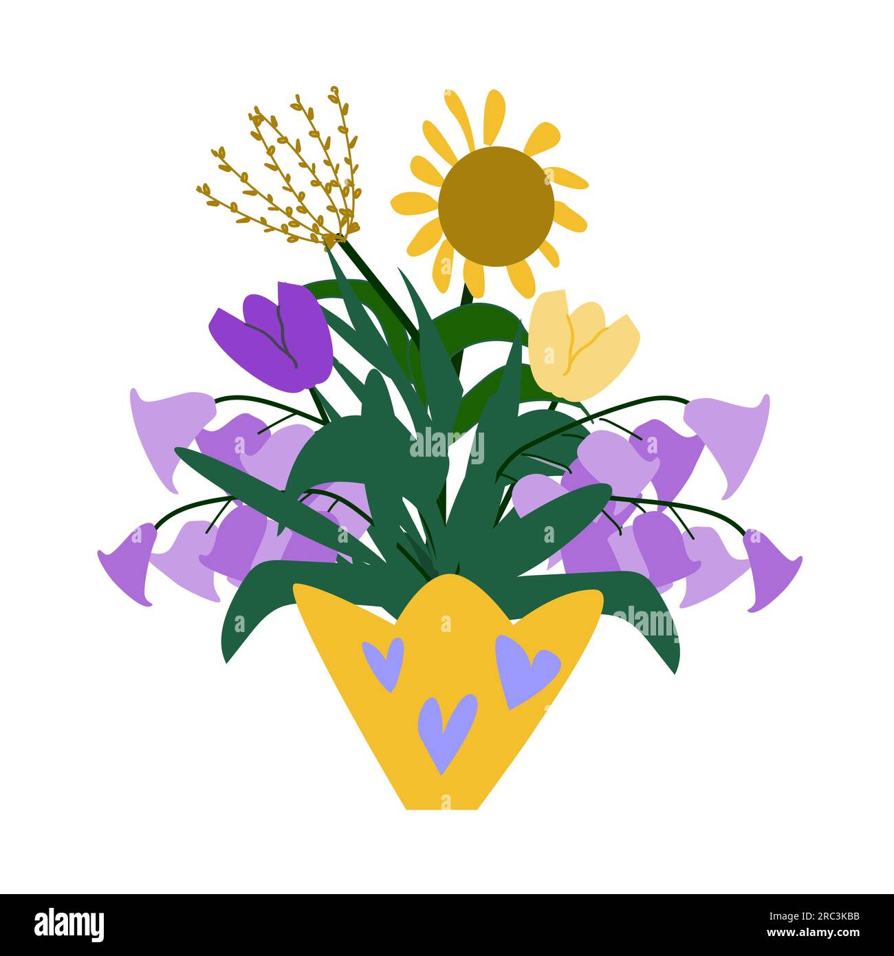 illustration of a vase and bouquet of wildflowers Stock Vector Image ...