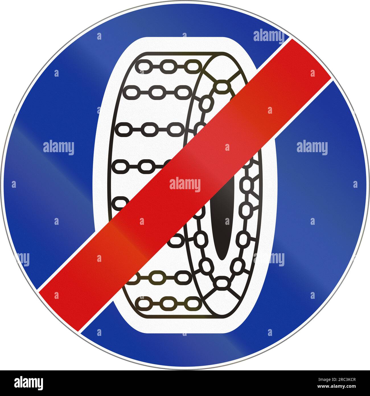 Polish traffic sign indicating that snow chains are no longer required