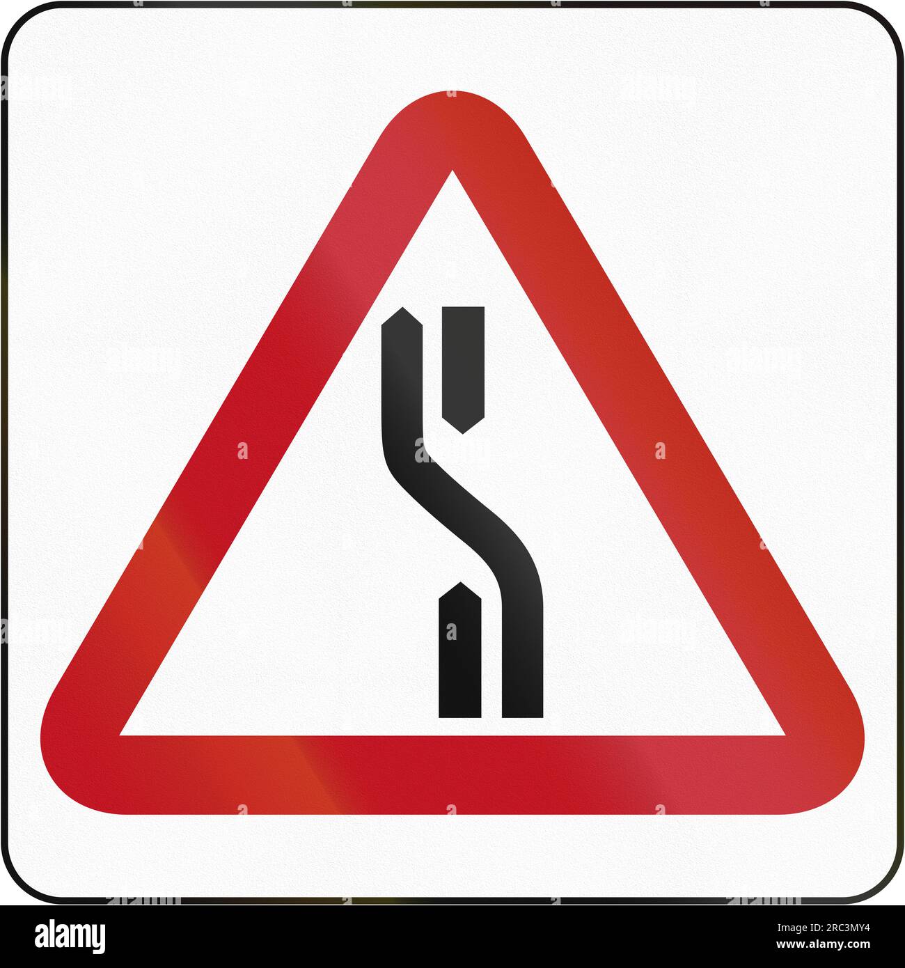 Road sign in Brunei: Carriageway Diverts To Left Stock Photo