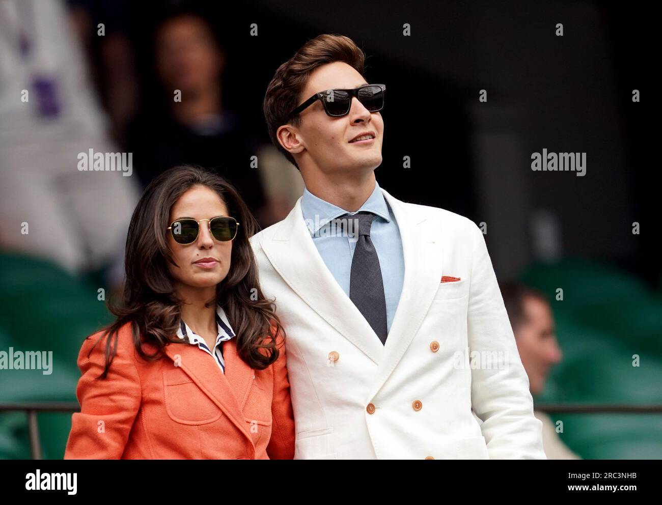 Mercedes F1 driver Russell, alongside Carmen Montero Mundt in