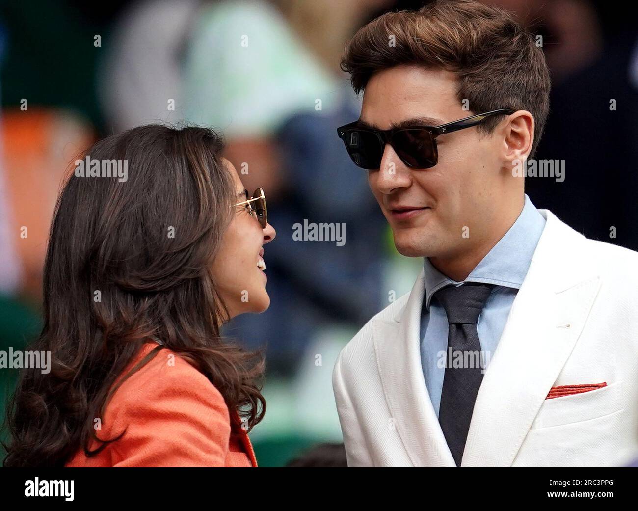 Mercedes F1 driver Russell, alongside Carmen Montero Mundt in