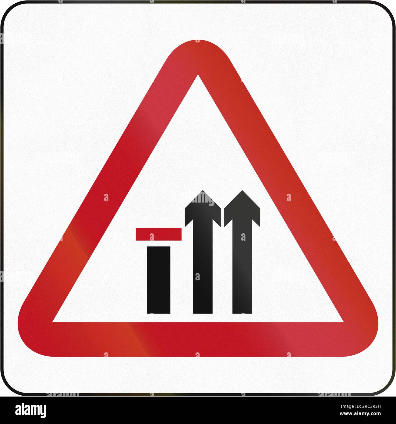 Road sign in Brunei: Leftmost Lane Closed Ahead Stock Photo - Alamy