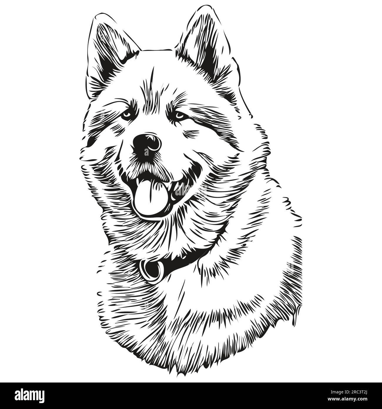 Akita dog silhouette pet character, clip art vector pets drawing black