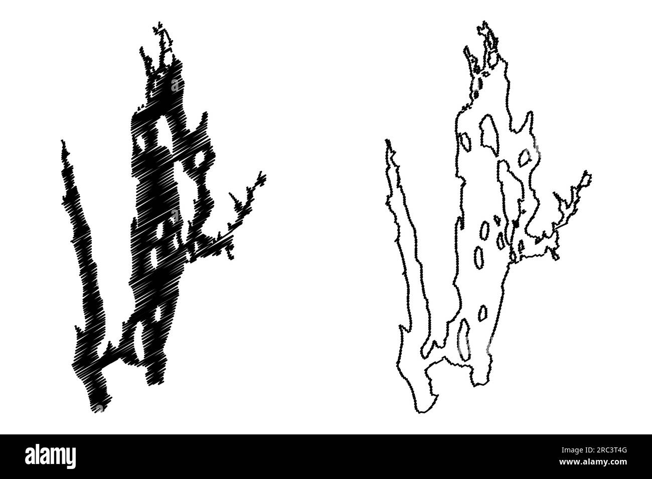 Lake Quabbin Reservoir (United States of America, North America, us, usa, Massachusetts) map vector illustration, scribble sketch Winsor Dam, Goodnoug Stock Vector