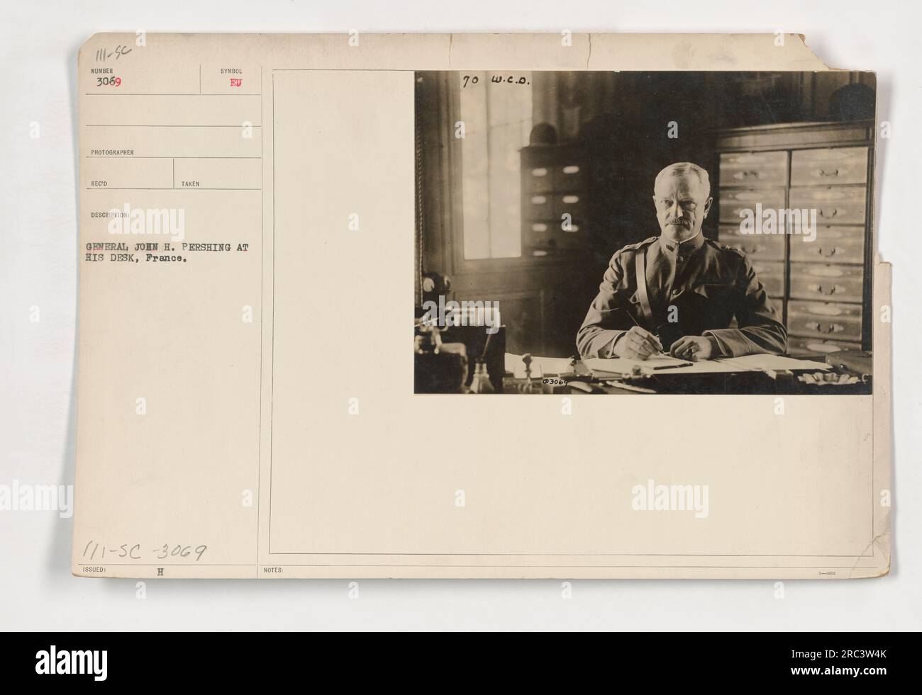 General John J. Pershing pictured at his desk in France during World ...