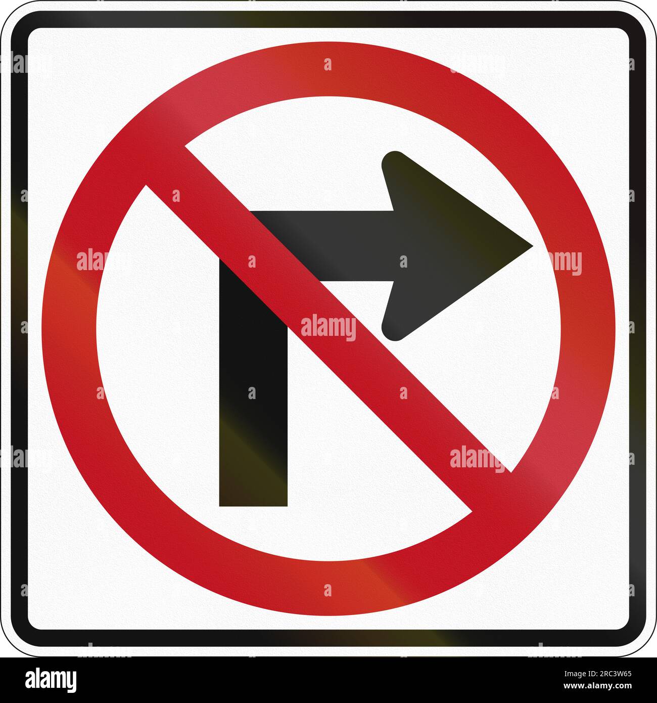 Canadian regulatory sign - no right turn Stock Photo - Alamy