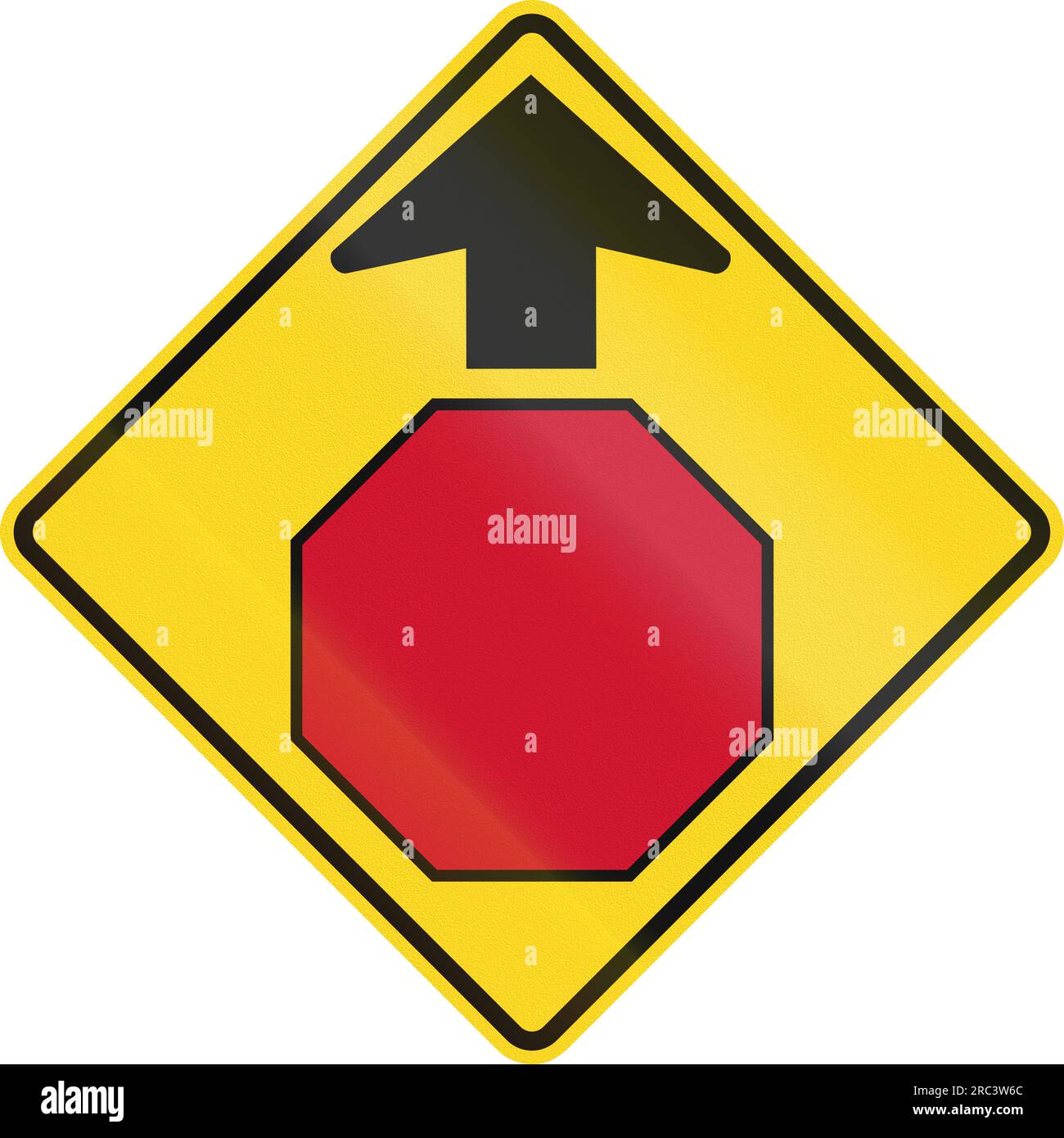 Canadian road warning sign: Stop sign ahead Stock Photo - Alamy