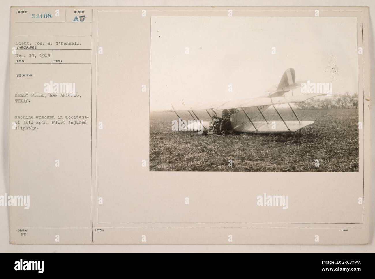 Lieutenant Joseph H. O'Connell's machine at Kelly Field in San Antonio ...