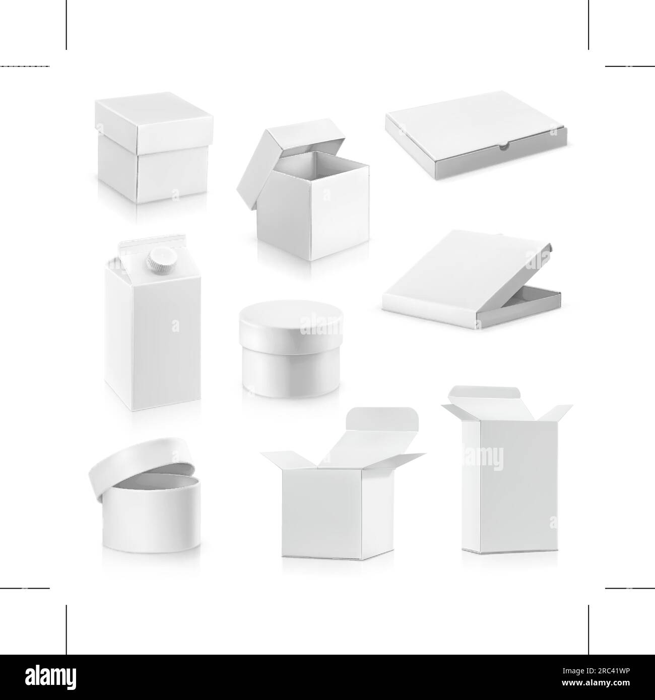set-white-cardboard-boxes-vector-stock-vector-image-art-alamy