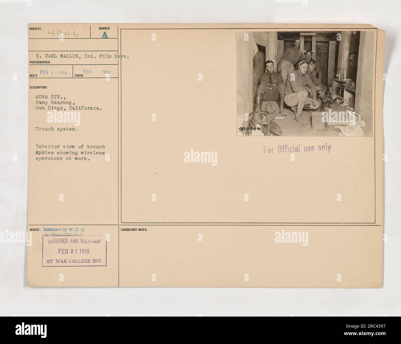 Explanation The caption describes the image as a trench system located