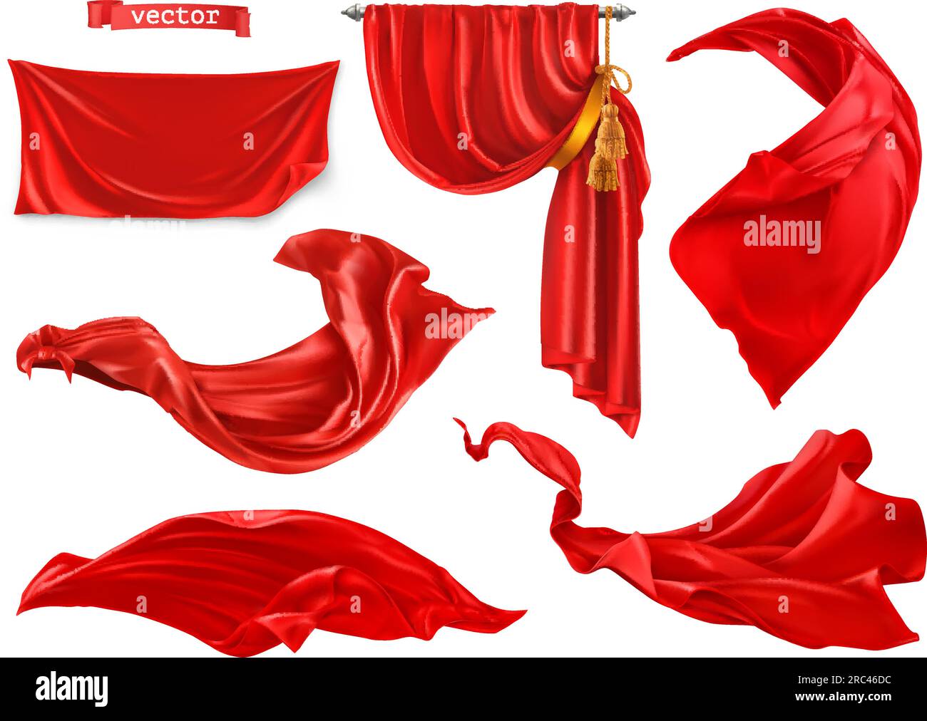 Red curtain. 3d realistic vector set Stock Vector Image & Art Alamy