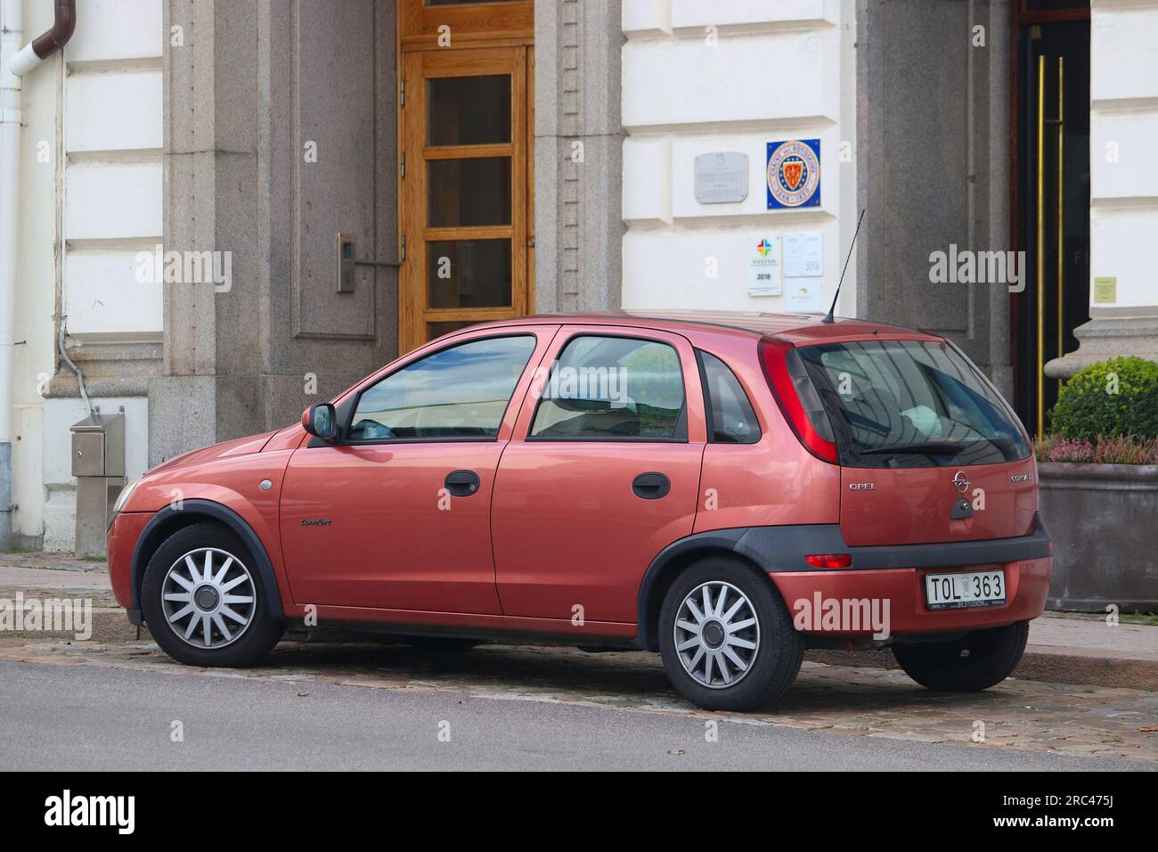 GOTHENBURG, SWEDEN - AUGUST 26, 2018: Opel Corsa small hatchback car parked in Gothenburg, Sweden. There are 4.8 million passenger cars registered in Stock Photo