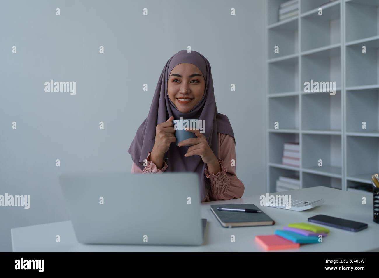 Business, finance and employment, female successful entrepreneurs concept. Confident smiling Muslim woman Stock Photo