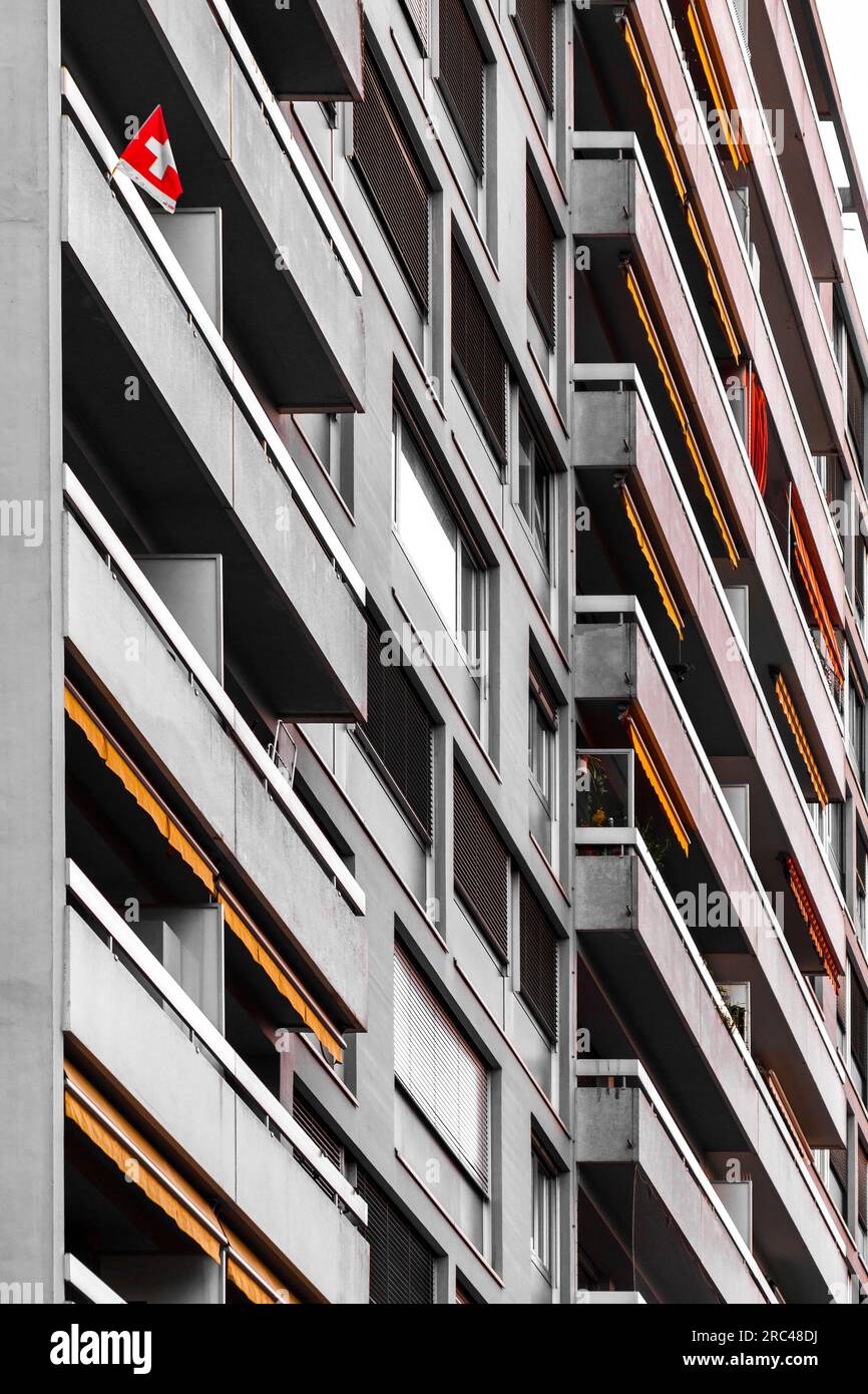 Modern architecture and street view in Geneva, Switzerland. Stock Photo