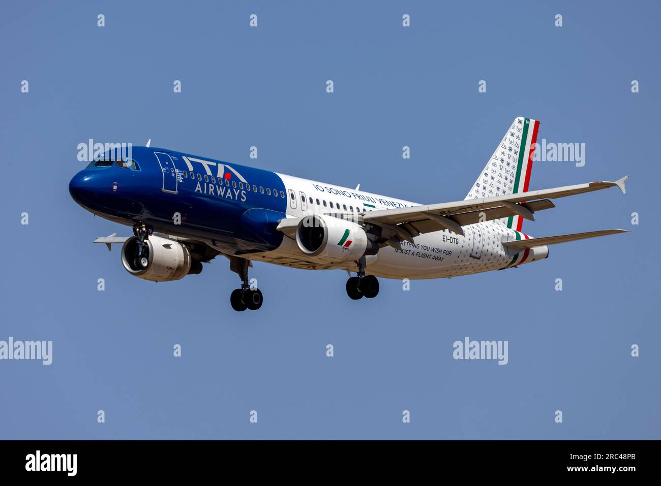 ITA Airways Airbus A320-216 (REG: EI-DTG) in special color scheme, Io Sono Friuli Venezia Giulia. Stock Photo