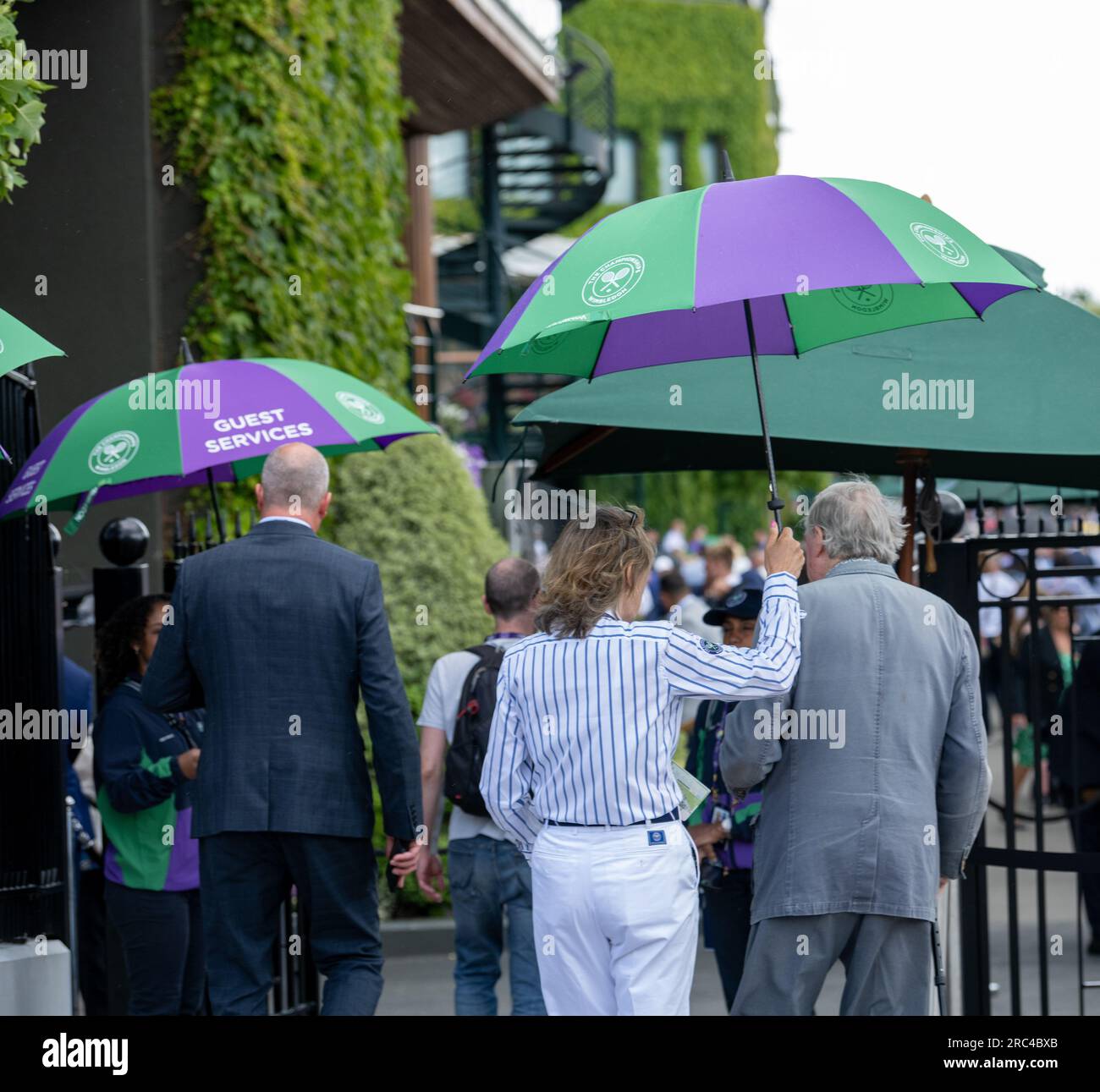 London, UK. 12th July, 2023. UK weather; rain shower at Wimbledon
