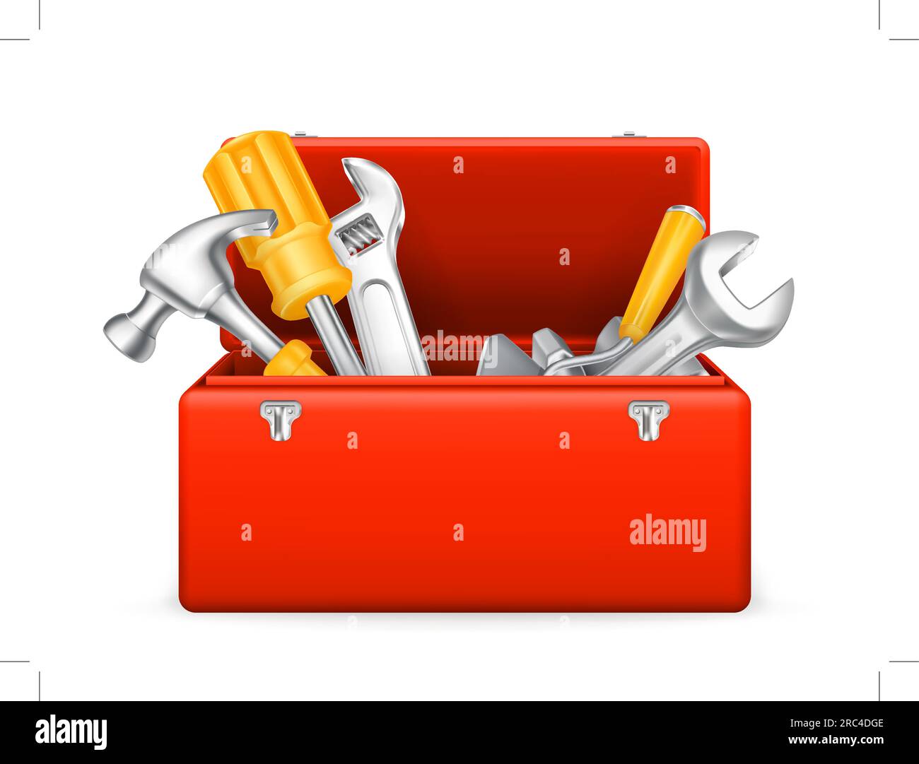 Tool shed, tool kit, tool box, set of wrenches, vector icon Stock