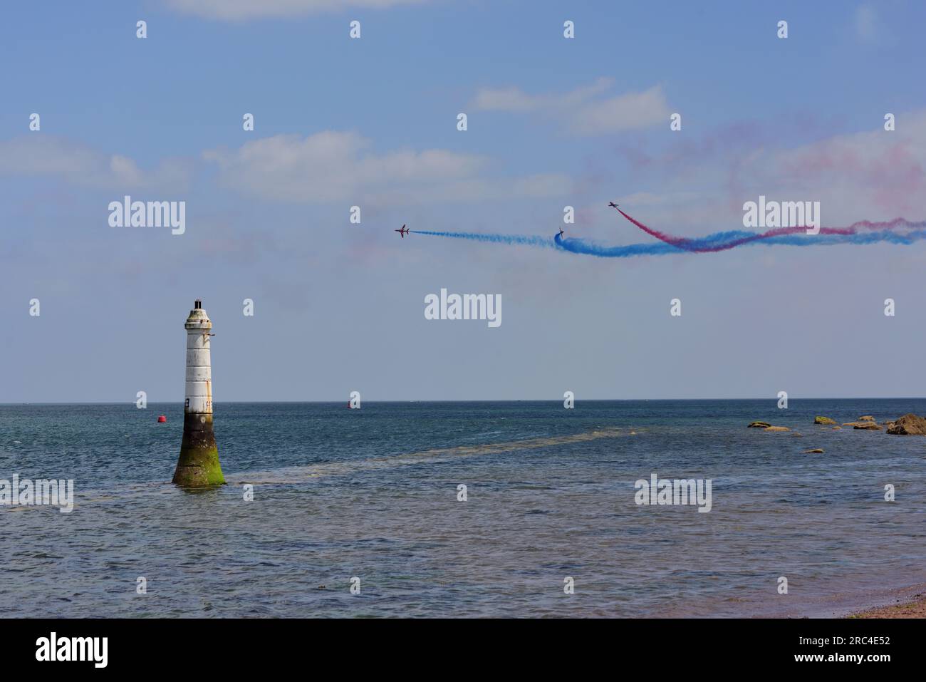The Red Arrows displaying over the Phillip Lucette Beacon at Shaldon