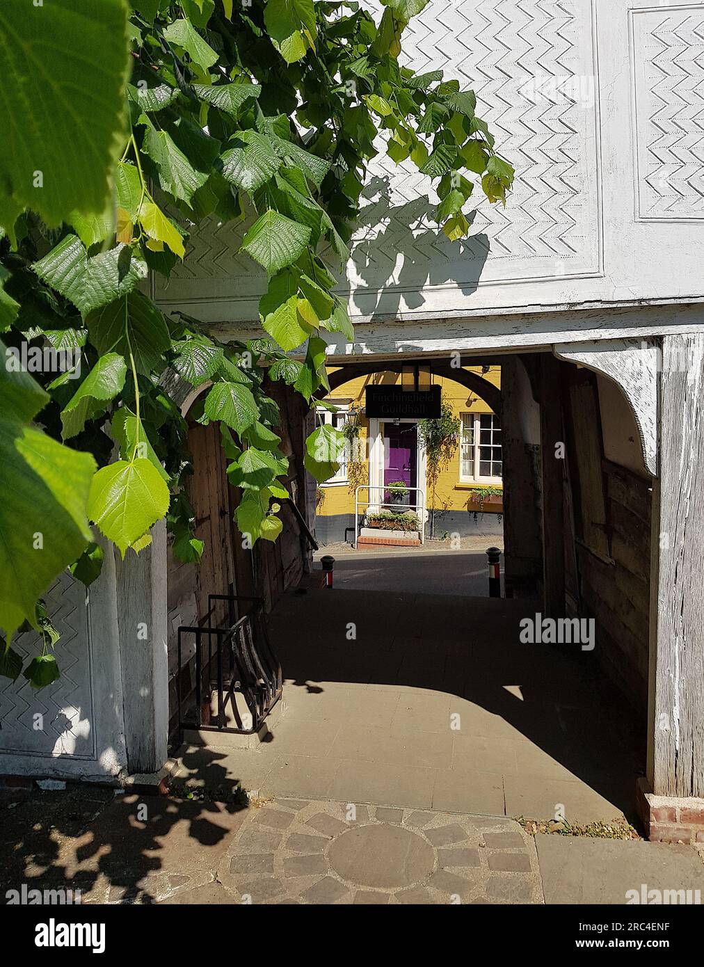 Entrance to the guild hall in Finchingfield, Essex, UK. Stock Photo