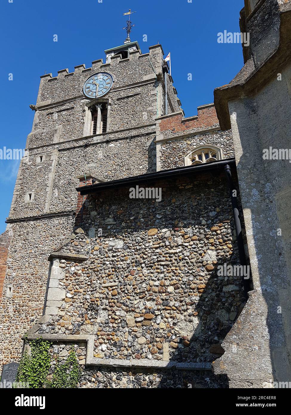 The church tower in Finchingfield, Essex, UK. Stock Photo