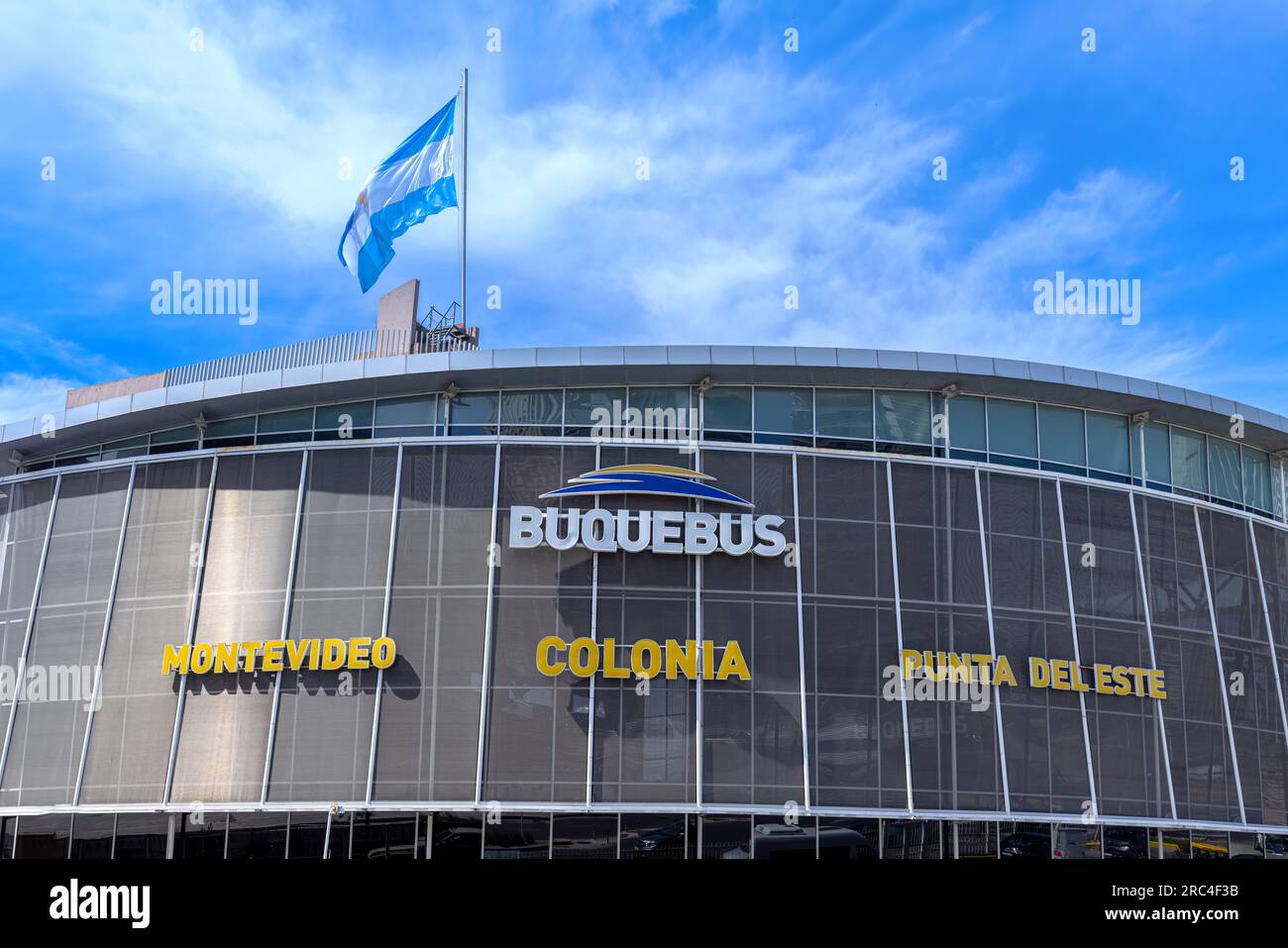 Buenos Aires, Argentina, 20 June, 2023: Buquebus terminal connecting Buenos Aires with Colonia del Sacramento and various destinations in Uruguay Stock Photo