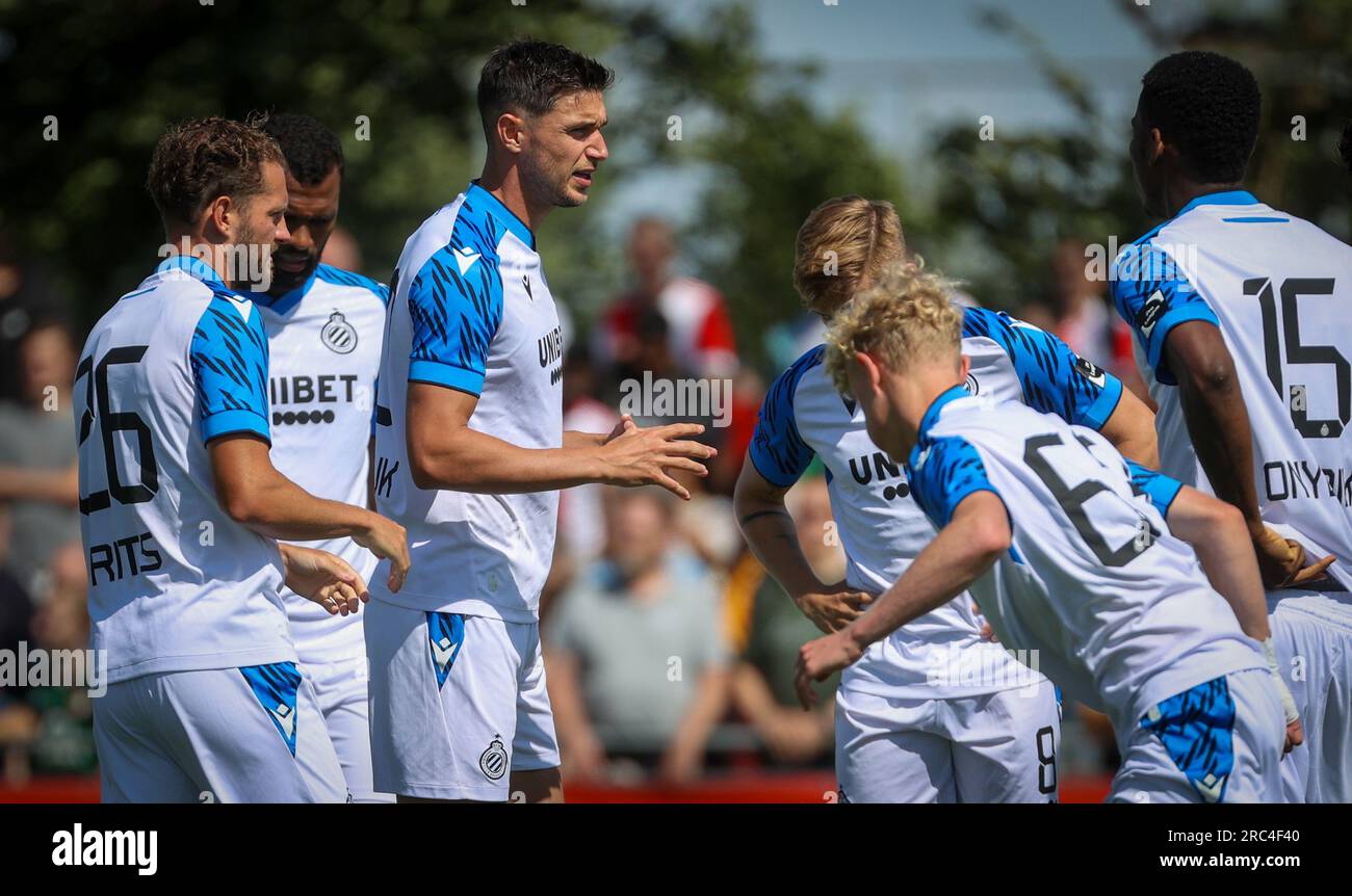 Barendrecht, Belgium. 12th July, 2023. Club's Roman Yaremchuk pictured at the start of a friendly soccer game between Belgian Club Brugge KV and Dutch Feyenoord Rotterdam, Wednesday 12 July 2023 in Barendrecht, the Netherlands, to prepare for the upcoming 2023-2024 season. BELGA PHOTO VIRGINIE LEFOUR Credit: Belga News Agency/Alamy Live News Stock Photo