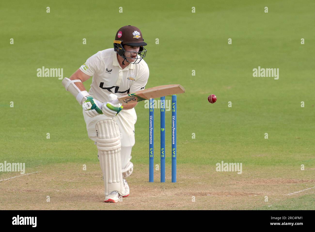 London, UK. 12th July, 2023. Tom Latham batting as Surrey take on Nottinghamshire in the County Championship at the Kia Oval, day three Credit: David Rowe/Alamy Live News Stock Photo