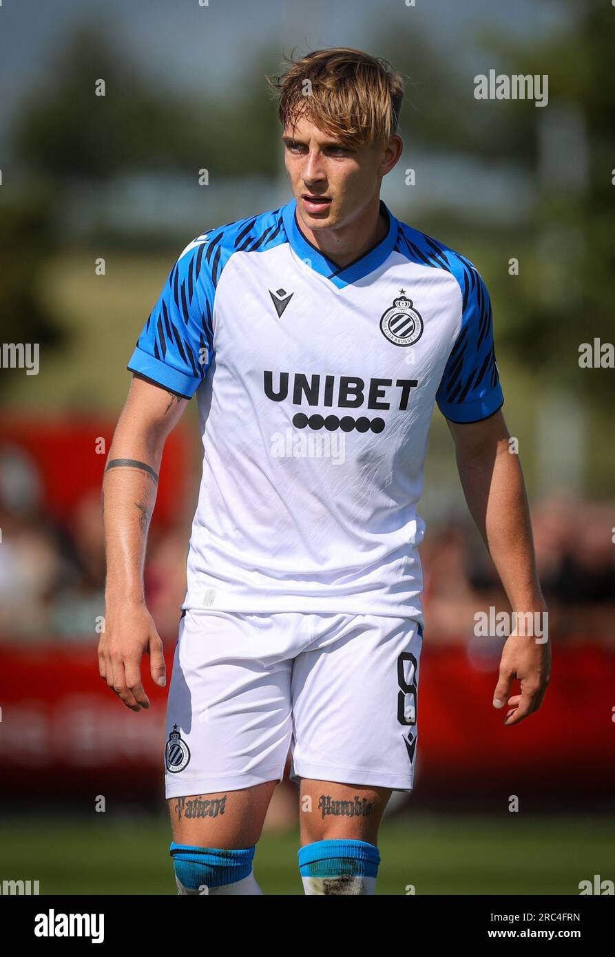 Barendrecht, Belgium. 12th July, 2023. Club's Michal Skoras pictured during a friendly soccer game between Belgian Club Brugge KV and Dutch Feyenoord Rotterdam, Wednesday 12 July 2023 in Barendrecht, the Netherlands, to prepare for the upcoming 2023-2024 season. BELGA PHOTO VIRGINIE LEFOUR Credit: Belga News Agency/Alamy Live News Stock Photo