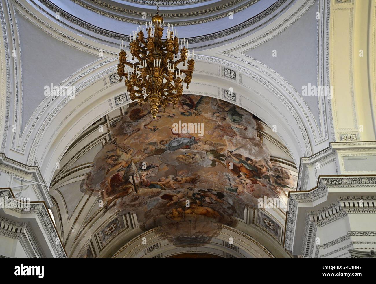 Scenic cupola and interior view of the Norman style Cattedrale di ...